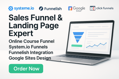I will create a System.io Funnel Landing Page & Online Course Funnel with Funnelish & Google Sites
