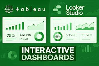 I will design Tableau Dashboard, Tableau Looker Studio, and Google Local Studio Reports