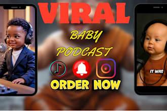 I will create viral AI baby podcast AI baby talking video your look alike AI baby