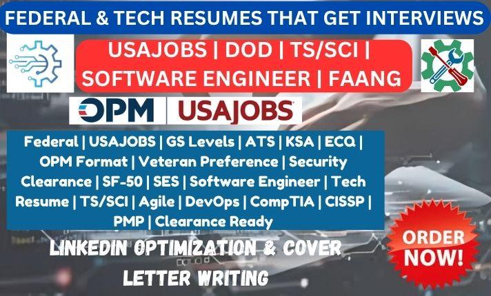 I Will Write Federal Resume Writing, Software Engineering Resume as a FAANG Recruiter