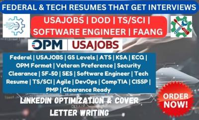 I Will Write Federal Resume Writing, Software Engineering Resume as a FAANG Recruiter