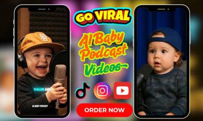 I will create AI Baby Podcast Video | AI Baby Talking Video | AI Podcast Talking Baby 24hr