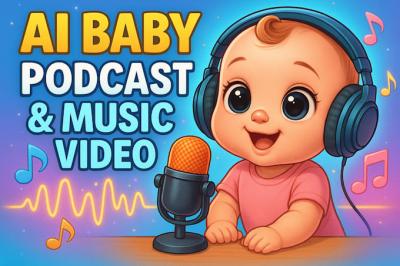 I will ai baby podcast video ai baby talking podcast video ur look alike baby music vid