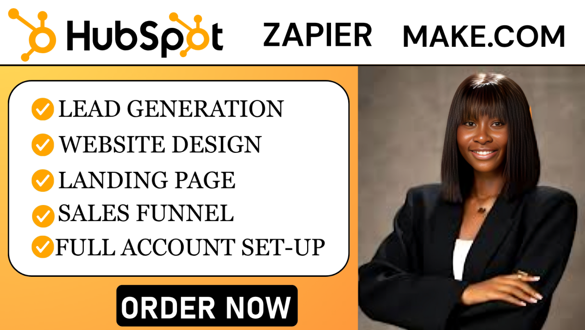 I will build HubSpot landing page website design, connect HubSpot to make com Zapier