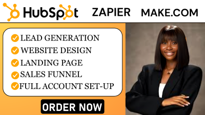 I will build HubSpot landing page website design, connect HubSpot to make com Zapier