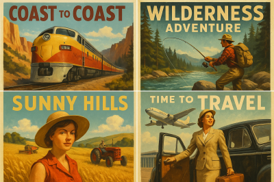 I will do retro vintage poster travel poster retro movie poster music poster art deco