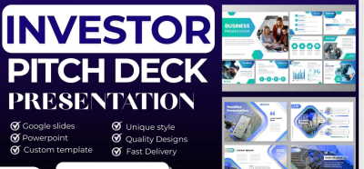 I will design investor pitch deck presentation design PowerPoint Google Slides PPT