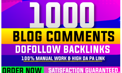 I will 1000 high authority dofollow blog comment backlinks for SEO