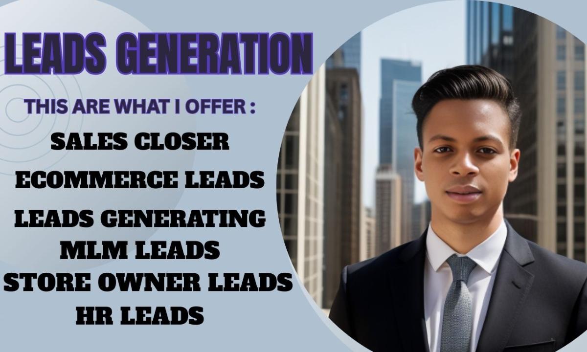 I will generate ecommerce leads, store owner leads, HR leads, MLM leads, and sales closer
