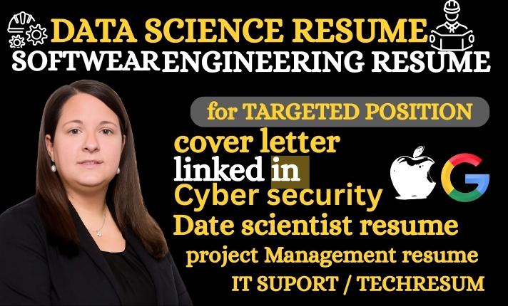 I will write software engineering resume, tech resume, data science resume and CV