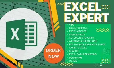 I will custom Excel dashboard, Excel VBA macros, automation, formulas, Google Looker Studio
