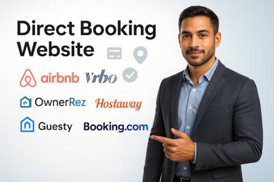 I will setup direct booking website with OwnerRez, Hostaway, Guesty, Airbnb sync, VRBO