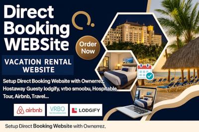 I will setup direct booking website with OwnerRez, Guesty, Hostaway, Lodgify, VRBO, Airbnb