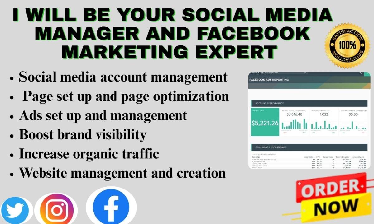I Will Be Your Social Media Manager and Facebook Marketing Expert