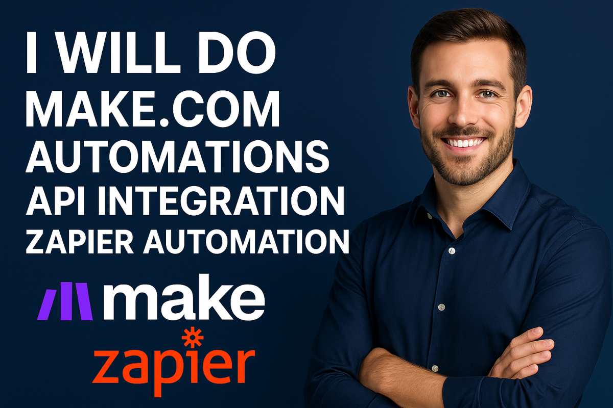 I will do make com automation API integration Zapier automation make com scenario make