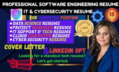 I will write professional cybersecurity resume, software engineering resume & tech roles