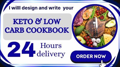 I will write a custom keto, vegan, or healthy cookbook with recipes and layout design