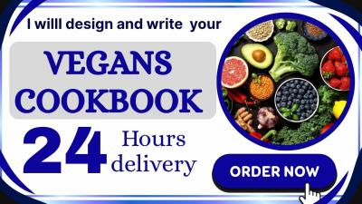 I will create, layout design recipe, vegan diet, meal plan culinary recipe book