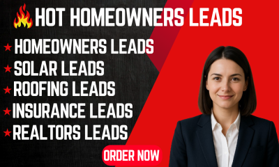 I will provide premium homeowners leads for realtors, solar, roofing, insurance