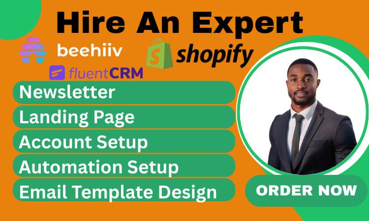 I will set up beehiiv newsletter, landing page, template design