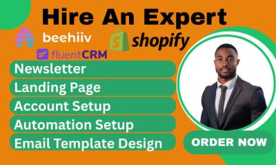 I will set up beehiiv newsletter, landing page, template design