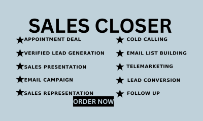 I will be an expert sales closer, sales rep, telemarketing virtual assistant, salesperson, or sales agent