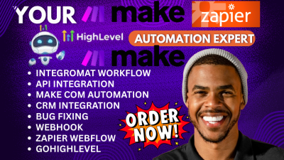I will fix, make, automate Com, Made.com scenario, Integromat, GoHighLevel, Zapier, n8n