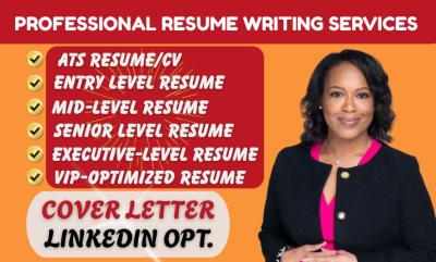 I will write a professional resume writing, ATS resume, executive resume, cover letter