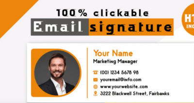 I will create a clickable HTML email signature for Outlook and other email clients