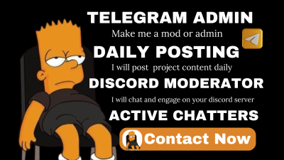 I will do Telegram Social Media Community Manager, Telegram Chatters, Discord Moderator