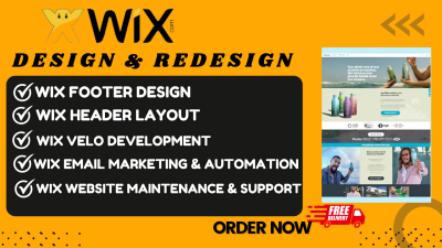 I will Wix Website Design, Footer Design, Header Layout, Velo Development, Email Marketing
