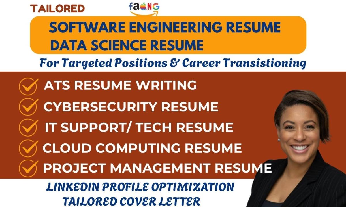 I will write professional ATS resume writing software engineering resume tech resume