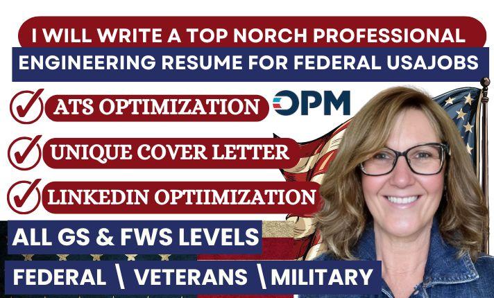 I will write professional resume writing, cover letter, LinkedIn, ATS federal resume