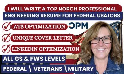 I will write professional resume writing, cover letter, LinkedIn, ATS federal resume