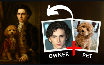 I will create a royal style portrait of you and your pet