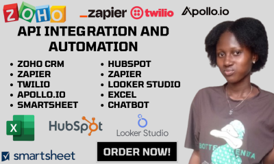 I will API Integration Chatbot Zoho CRM Zapier Twilio Apollo Smartsheet Looker Studio