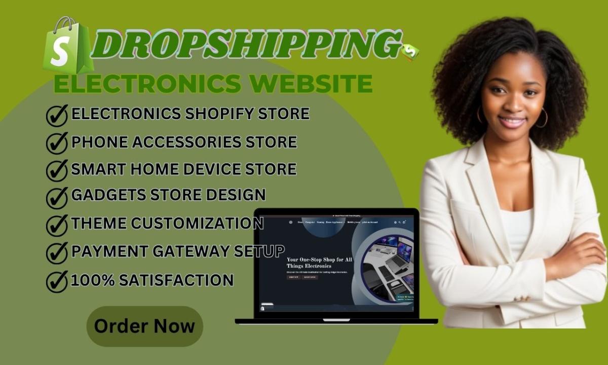 I will design a Shopify electronics store redesign gadgets and mobile home appliances