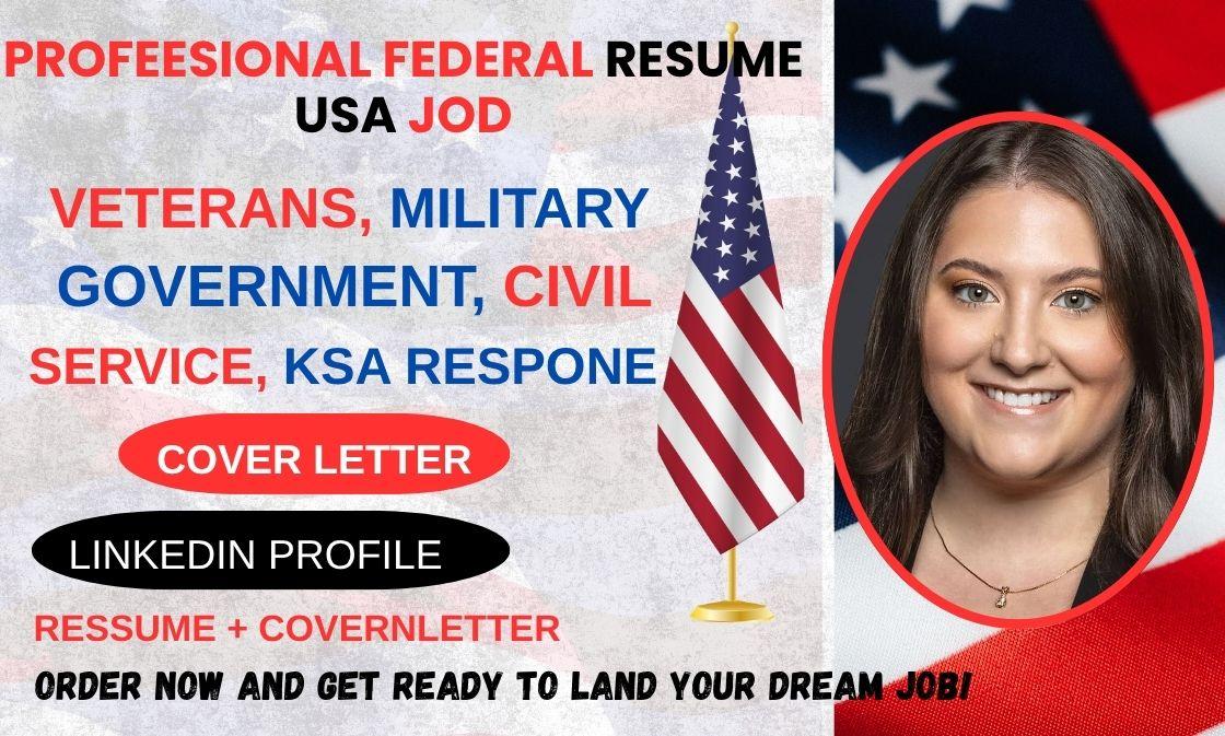 i will write federal resume executive resume, cover letter, USA job, resume writer