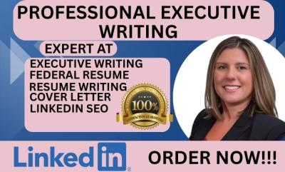 I will write ATS optimized executive resume, LinkedIn profile executive resume