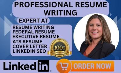 I will write resume writing executive CV LinkedIn profile federal resume that get jobs
