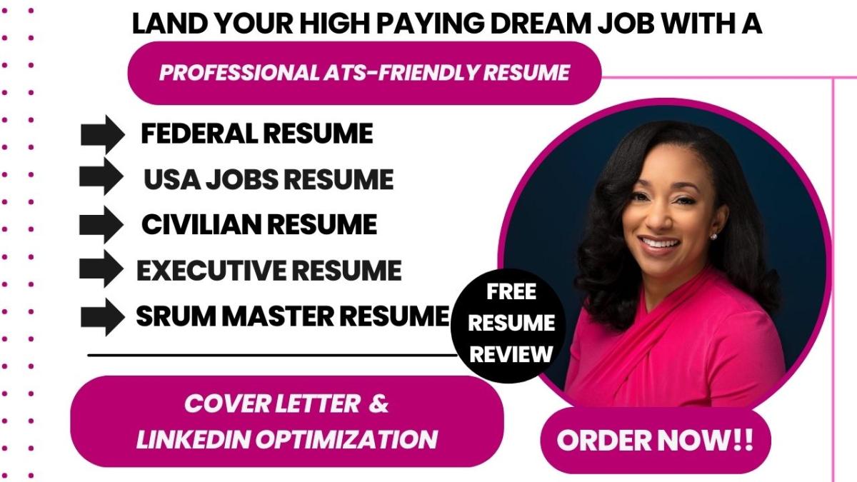 I will write a federal resume, executive resume, Scrum Master, military, USAJOBS resume