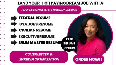 I will write a federal resume, executive resume, Scrum Master, military, USAJOBS resume