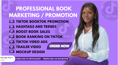 I will do viral TikTok BookTok video promotion, TikTok ads, ebook marketing