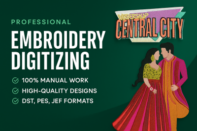 Embroidery Digitizing to DST, PES, EMB Formats