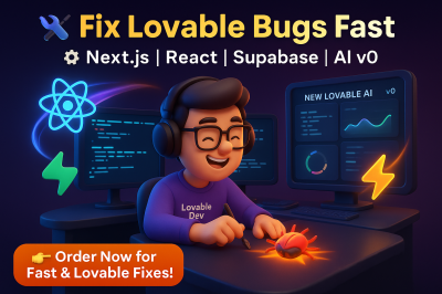 I will fix lovable bug in React and Next.js with Bolt, New Lovable AI v0, and Supabase Development