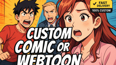I will draw your story as custom comic webtoon manhwa cartoon anime style graphic book