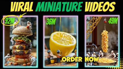 I will make viral AI miniature videos AI MiniWorkers Minichef AI product music videos
