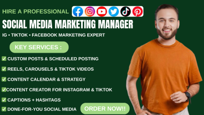 I Will Be Your Social Media Marketing Manager, Content Creator, and TikTok Manager