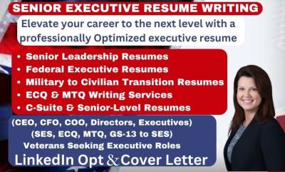 I will write executive resume, federal resume, professional resume, cover letter