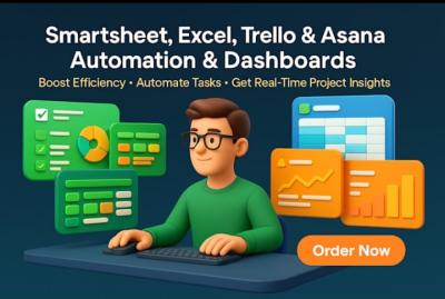 I will build Smartsheet, Excel, Trello, Asana dashboards and automation systems